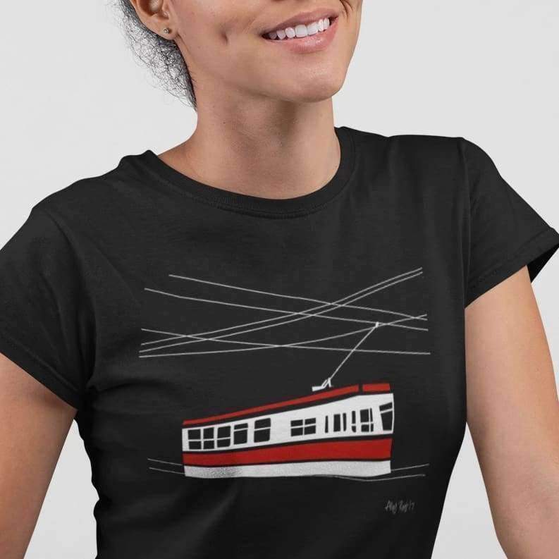 Streetcar T-Shirt for Her | Black | Toronto Collection - Alley Roots